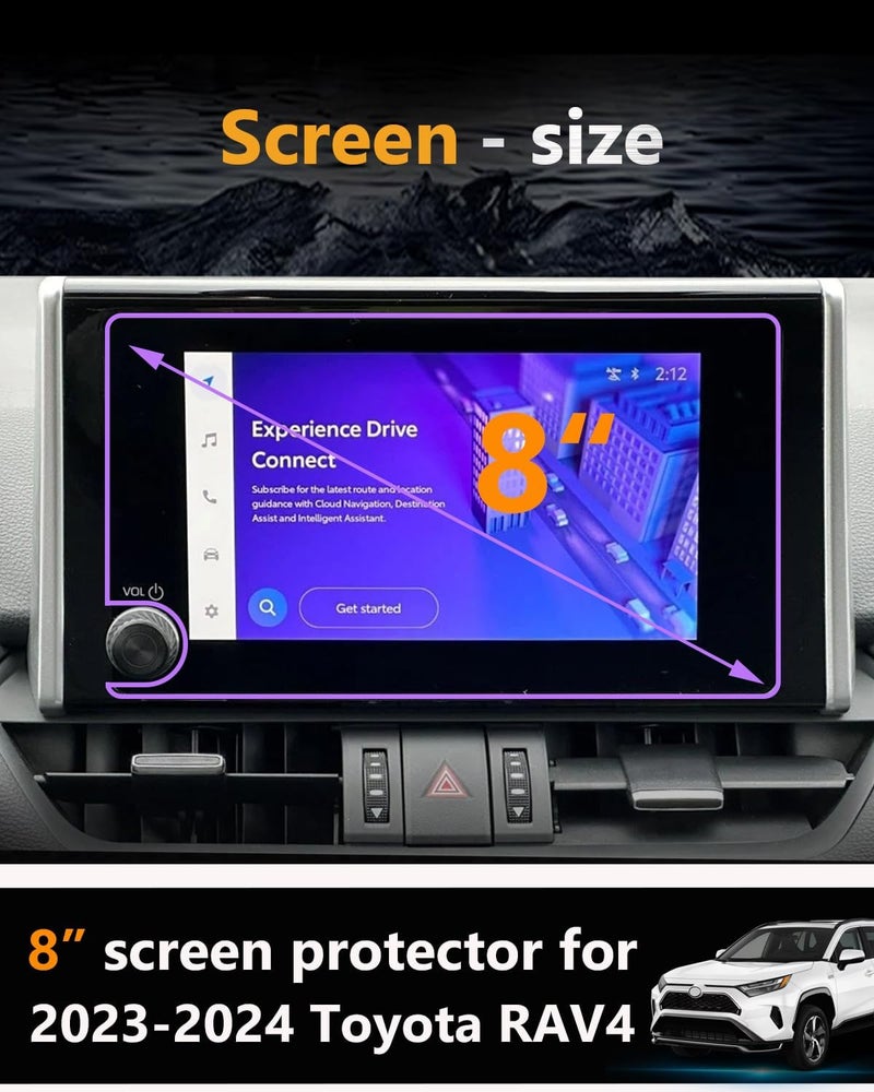 VIAROOM Screen Protector for Toyota RAV4 2023-2025,Tempered Glass Protective Film For RAV 4 LE/XLE/Adventure/XLE Premium/SE/Woodland Edition 2025 2024 Accessories- 8 inch - Image 2